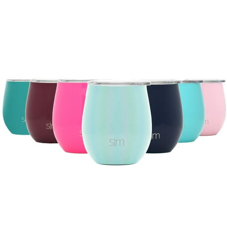 Simple Modern Spirit 8oz Wine Tumbler Glass with Lid - Vacuum Insulated Stemless 18/8 Stainless Steel Wine Cup Shimmer: Aqua Aura