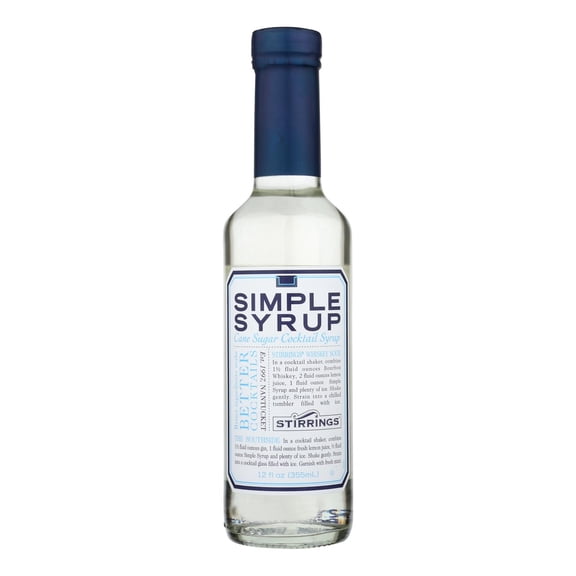 STIRRINGS - Kosher Simple Syrup for Cocktails and Recipes - 12 oz, Case of 6