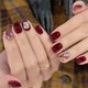 thumbnail image 1 of Short Square Press on Nails Glitter False Nails Crystal Gem Design Nails Tips, 1 of 5