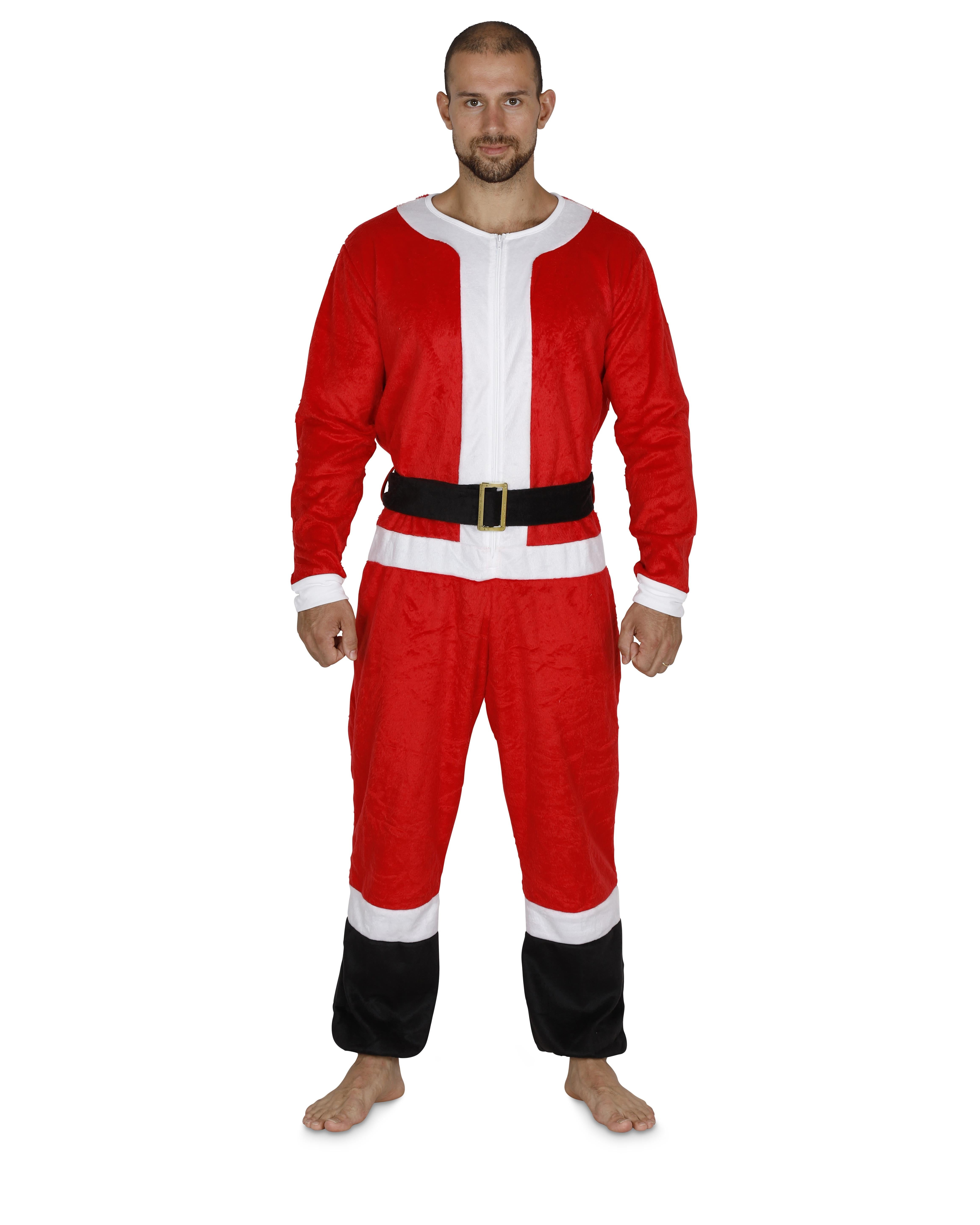 NEW Holiday One Piece Pajamas Santa Union Suit & Hat Kids SZ M 7-8 