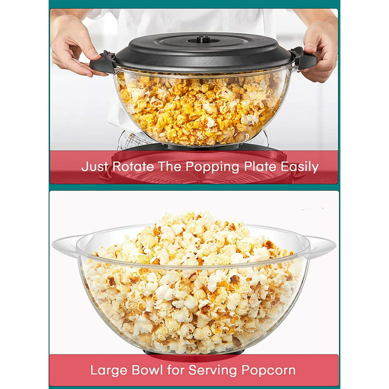 Popcorn Machine, 6-Quart Popcorn Popper Maker, Nonstick Plate, Electric Stirring