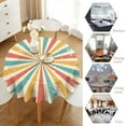 thumbnail image 4 of Rustic Sunset Tablecloth, Vintage Rainbow Stripes Bohemian Colorful Sunshine Retro 70s Print Table Cover for Holiday Farmhouse Kitchen Dinning Outdoor Indoor, Round(60x60in), 4 of 6