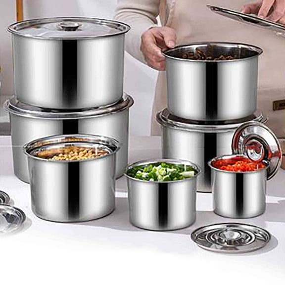 Dianli Stainless Steel Mixing Bowl, 304 Food Grade, Multi-Size Kitchen Prep, Oil/Lard/Seasoning Basin, Durable Easy-Clean, Flat Rim, Non-Odor, For Home or Commercial Use, 1pc