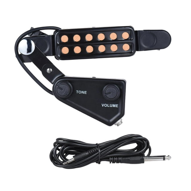 Yinanstore 12 Soundhole Guitar Pickup Preamplifier Easy Installation with Cable for Player Musician Electric Guitar Accessory Amplifying Gold with Adjustable