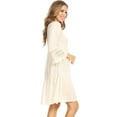 thumbnail image 2 of Women's Casual Semi Sheer Bohemian Crochet Lace Bell Sleeve Flowy Mini Dress, 2 of 5