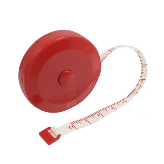 Red Plastic Shell Press Button Locking Measuring Tape 1.5M 60 Inch