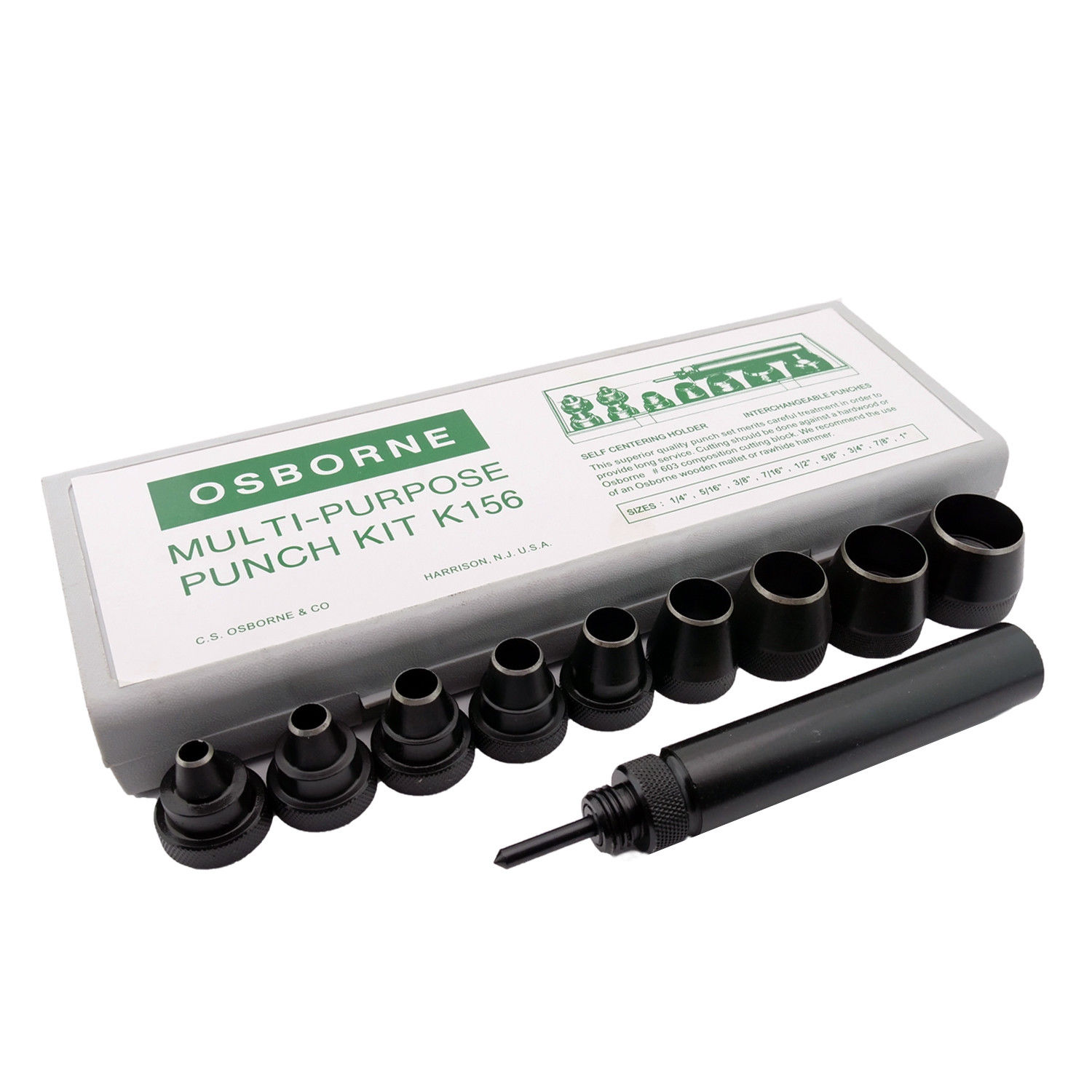 C.S. Osborne MultiPurpose Self Centering Punch Set K156 Made In USA