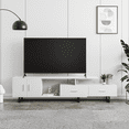 thumbnail image 2 of LeisureMod Rectangular TV Stand in MDF with Enclosed Cabinet and Drawers and Powder-Coated Steel Metal Legs for Modern Home, Living Room Avery Collection in White, 2 of 11