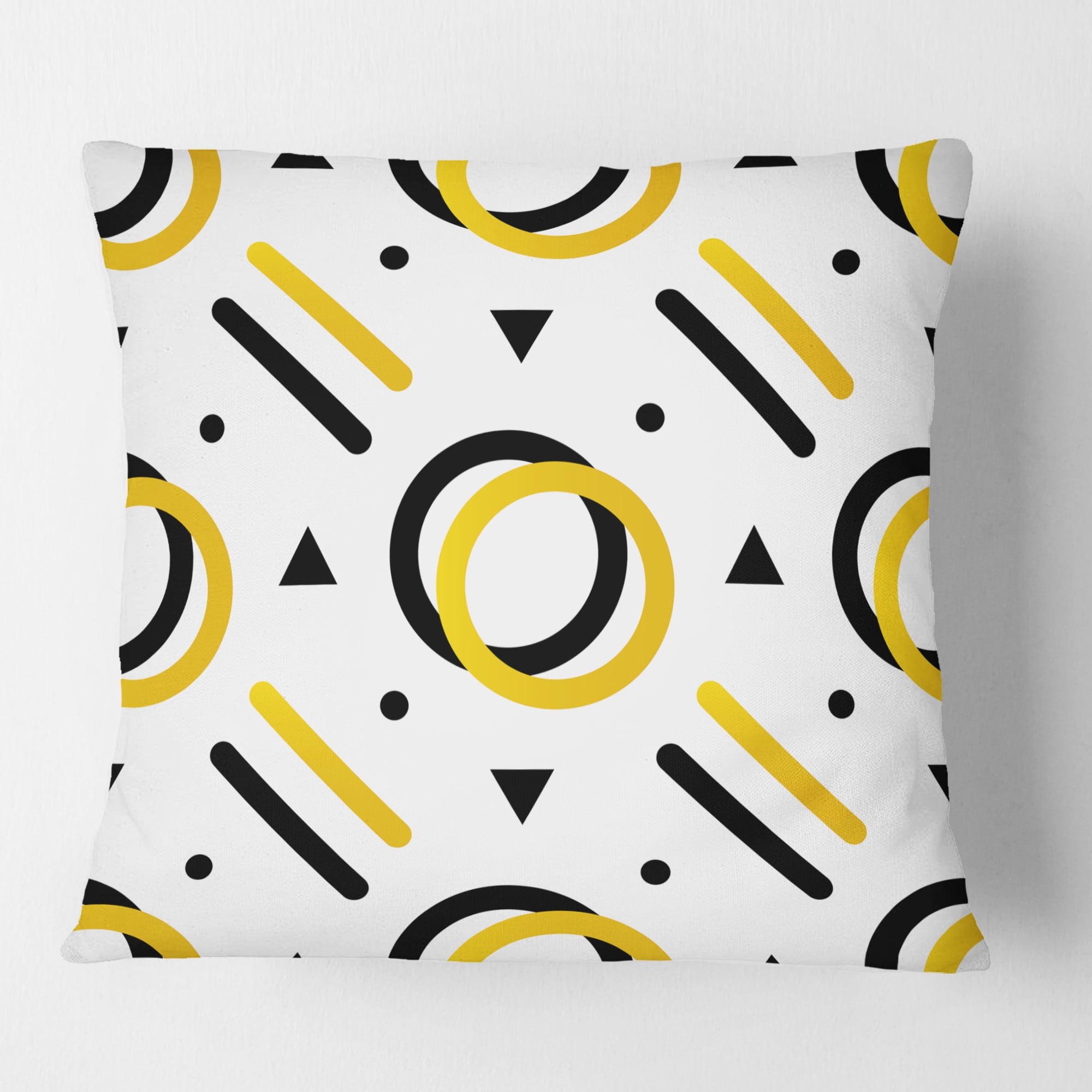 Designart Trendy Black And Gold Triangular Pattern I' Mid-Century Modern Throw Pillow - 18x18