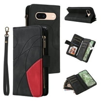 Phone Cover for Google Pixel 9, Shockproof Purse 2 Color Assorted 9 Card Slots with Zipper Storage Handbag Case for Google Pixel 9