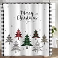 thumbnail image 2 of Christmas Trees Shower Curtain Black White Buffalo Check Plaid Merry Christmas Shower Curtain Snowflake Bathtubs Curtains 72"X72", 2 of 7