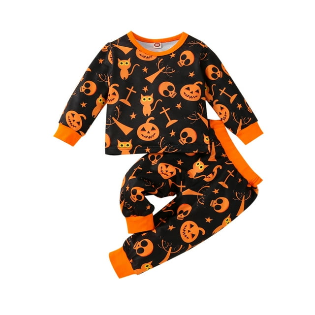 Enfants Bébé Filles Garçons Vêtements d'Halloween Imprimé Manches Longues Tops Pantalons Pyjamas