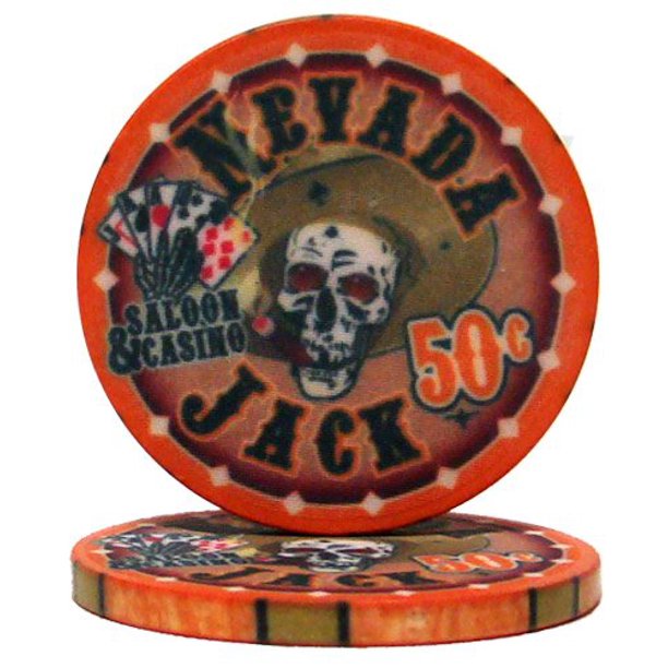 Nevada Jack 10g Ceramic Poker Chips, 0.50 CasinoGrade Ceramic, 50
