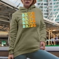 thumbnail image 2 of Bride, Bridal Shower, Wedding, Fiancee or Marriage Themed, Groovy Retro Wavy Text Merch Gift, Sand Hooded Sweatshirt or Hoodie, Large, 2 of 5