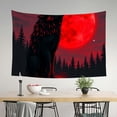 thumbnail image 2 of RKSupls Tapestry Wall Hanging Art, Black Wolf Howling at Red Blood Moon in Forest Tapestry Decoration for Daily Bedroom, Dorm, Living Room, Apartment Hallway Home Decor, 2 of 5