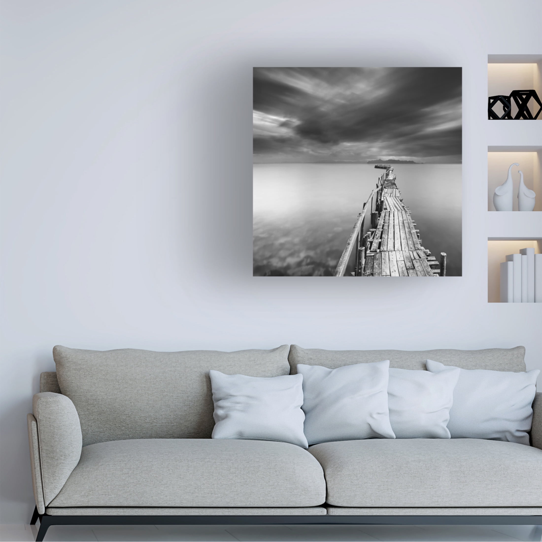Canvas Wall Art - George Digalakis 'Long Pier' Wall Art for Living Room, Bedroom, or Office Décor by Trademark Fine Art - 18 x 18 Inches