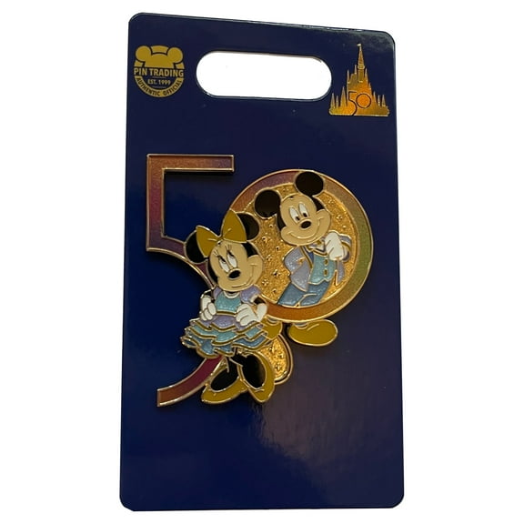 Disney Walt Disney World 50th Anniversary Mickey Minnie Pin New with Card