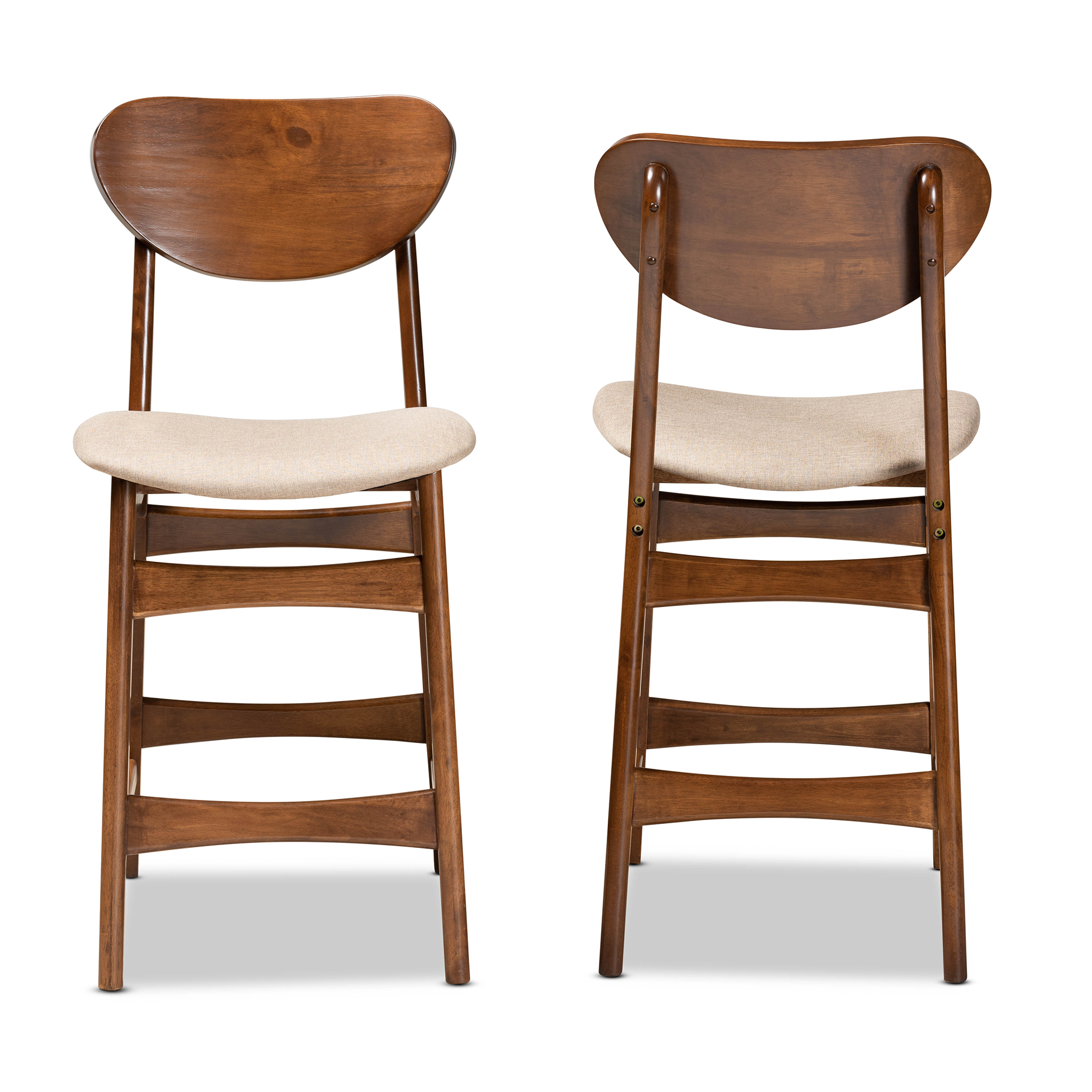 Baxton Studio Katya Bar Stool, Sand, Set of 2