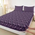 thumbnail image 3 of Feelyou Bohemian Crow Teen Twin Sheet Sets, Purple Damask Flower Bedding, 3-Piece, 3 of 7