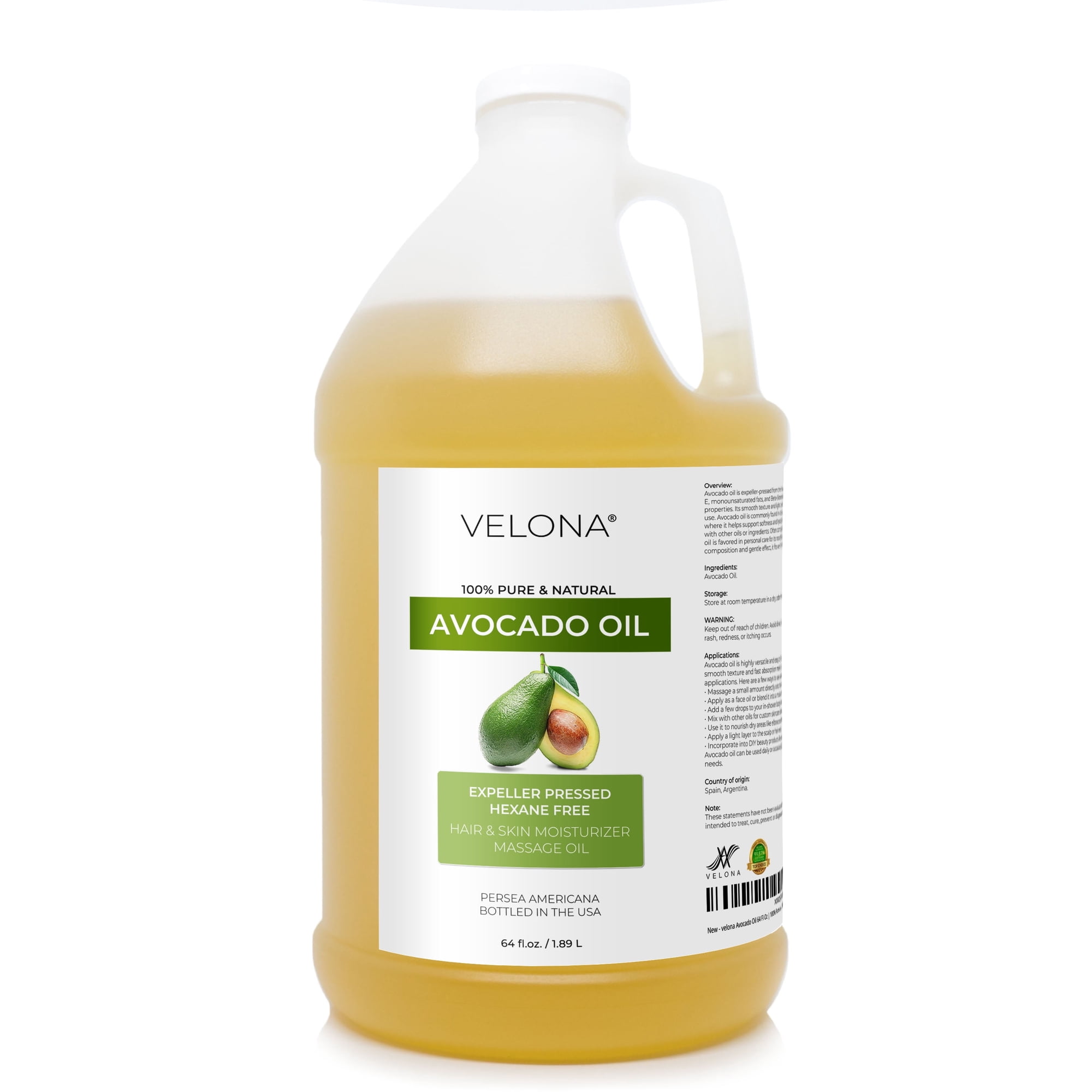 velona Avocado Oil - 64 fl oz, Expeller Pressed