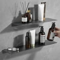 thumbnail image 2 of POINTERTECK Wall Mount Bathroom Floating Shelf Punch Free Adhesive Heavy Duty Aluminum Alloy Multi-functional Storage Rack Holder Organizer Home Supplies Black 30cm, 2 of 13
