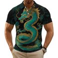 thumbnail image 7 of adaychics Three Button Shirts for Men Dragon Print Short Sleeve Graphic Tee Shirts Casual Summer Tops for Vacation Travel, 7 of 7