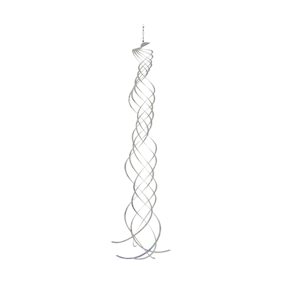 In the Breeze 9153 — Silver Turbulence Spinner — Hanging Novelty Patio Decor — Mylar Yard and Garden Accent — Humane Animal Deterrant
