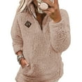 thumbnail image 2 of Under 10 dollars! Fuzzy Fleece Pullovers for Women Sherpa Lined Half Zip Up Long Sleeve Sweatshirts Winter Warm Thermal Comfy Clothes, 2 of 6