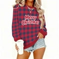 thumbnail image 4 of Yteetum Christmas Crewneck Sweartshirts for Women Oversize Merry Christmas Plaid Raglan Letter Print Fleece-Lined Pullover Hoodless Sweatshirts Top Womens Round Neck Sports Xmas Holiday Sweatshirts, 4 of 8