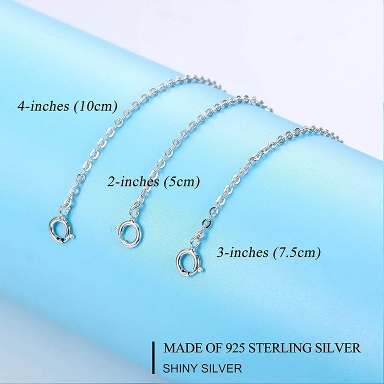 3 Pcs 925 Sterling Silver Necklace Extenders for Women Durable Strong  Removable Necklace Bracelet Anklet Extension for Jewelry Making(2 3 4 Inch