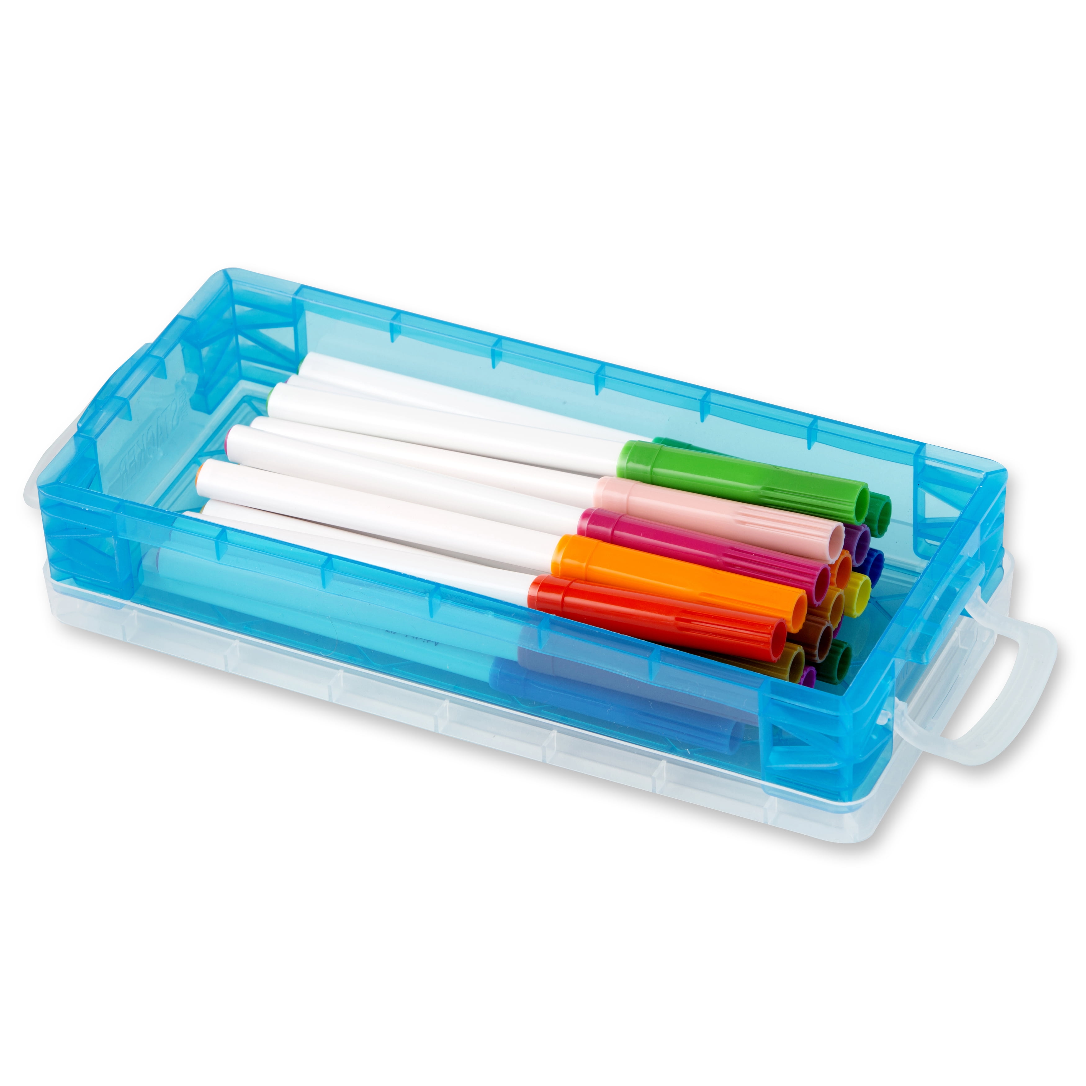 Simply Tidy Durable Plastic Pencil Box, Teal, 12 Pack