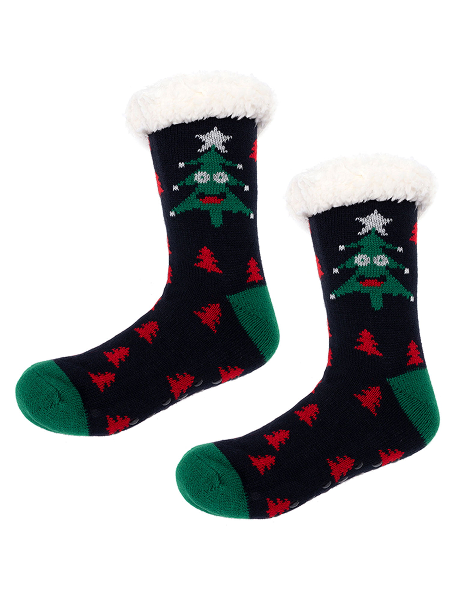 Cute Coral Fleece Santa Claus Fuzzy Feet Slippers For Women 