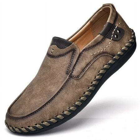 

Men s Fashion Casual Shoes Summer Slip-On Handmade Footwear Comfortable Driving Male Loafers Big size 38-48 Brown