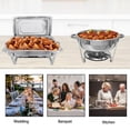 thumbnail image 5 of Jacgood Chafing Dish Buffet Set 4 Pack 8QT Rectangular + 6QT Round Stainless Steel Food Warmer Chafer Complete Set with Water Pan, Chafing Fuel Holder for Party Catering Christmas, 5 of 8