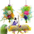thumbnail image 1 of 3 piezas de juguetes para pájaros, juguetes para masticar, decoración de jaula de animales con campana para periquitos, cacatúas, estorninos, guacamayos y otros animales pequeños Rojo Verde, 1 of 5