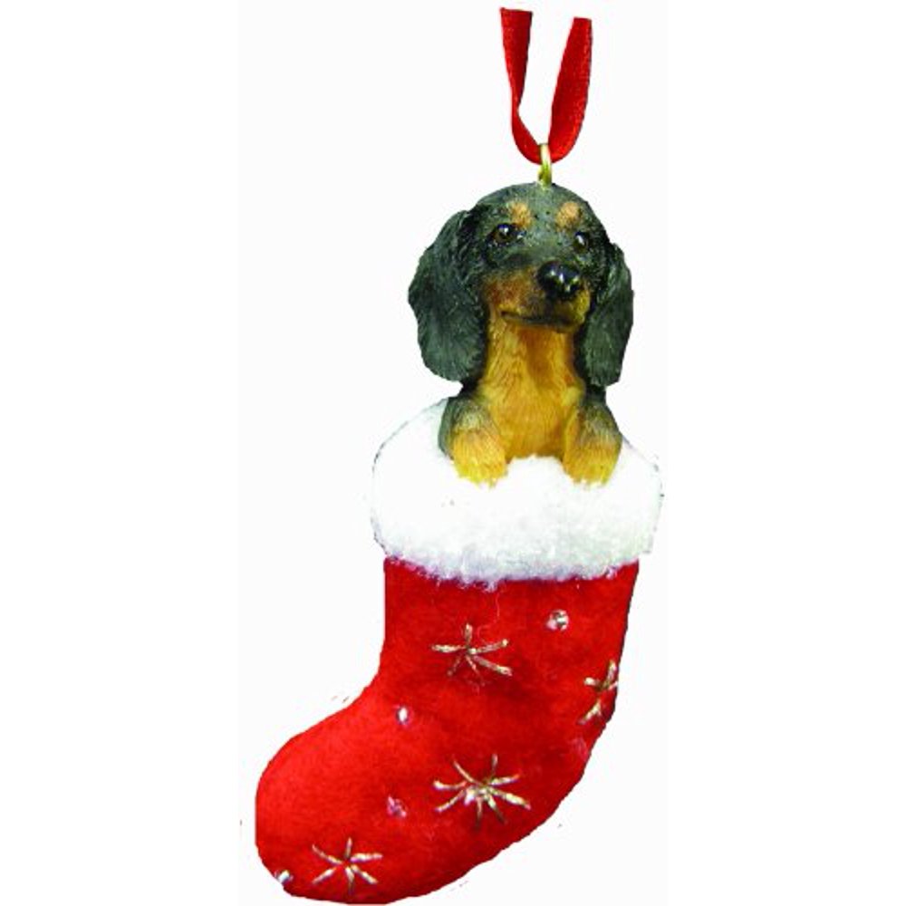 Dachshund Christmas Stocking Ornament with "Santa's Little Pals" Hand