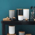 thumbnail image 5 of Stacked Ceramic Salt Pepper Container with Wooden Lid, Salt Box for Countertop, Modern Farmhouse Kitchen Decor, 5 of 5