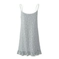 thumbnail image 4 of WBQ Women's Nightgown Sleeveless Polka Dot Sleepshirts Button Loungewear House Dress Soft Comfy Nightshirt Henley Nightdress, Gray Star S, 4 of 8