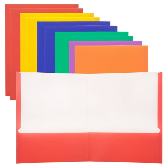 BAZIC 2 Pockets Paper Folder Portfolio, Letter Size Folders Holder, Asoorted color 10-Pack