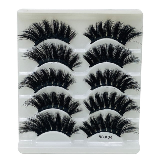 Pestañas naturales, pestañas postizas, pestañas cortas, pestañas postizas de visón tenues, 5 pares de pestañas postizas naturales, maquillaje natural, cejas postizas negras gruesas.