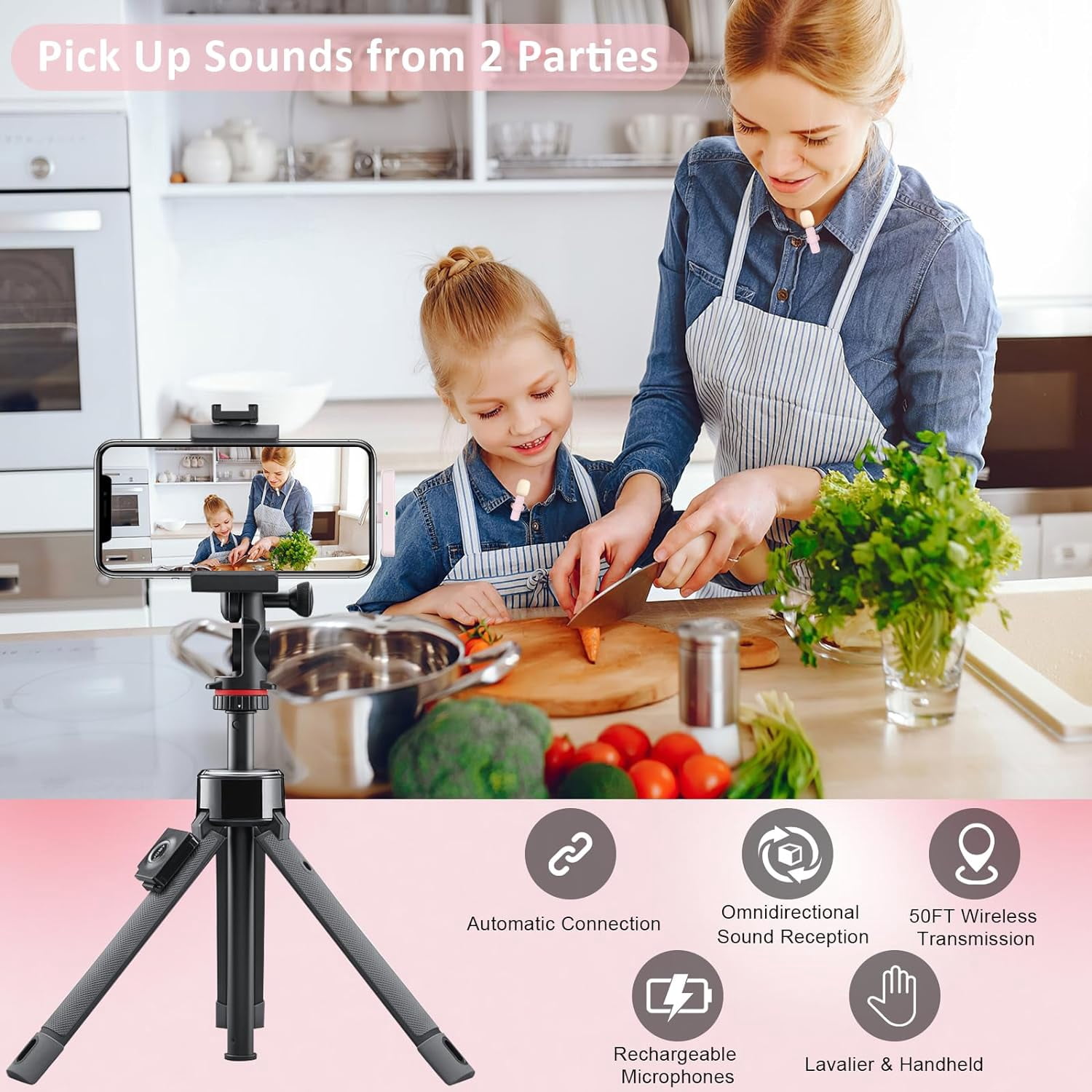 XIHAMA Professional Wireless Lavalier Lapel Microphone for iPhone, iPad - Cordless Omnidirectional Condenser Recording Mic for Interview Video Podcast Vlog YouTube