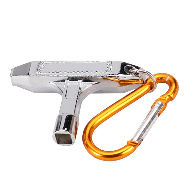 Llave giratoria de tambor cuadrada de 5,4 mm para girar pieles de tambor con mosquetón Regalo de baterista CUTICAT Llave de afinación de piel de tambor con mosquetón plateado