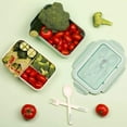 thumbnail image 4 of Caja bento, fiambrera, fiambrera hermética, 3 compartimentos, con cuchara y tenedor, cajas de seguridad a prueba de fugas, protección de la salud y el medio ambiente (verde) JFHHH pequeña, 4 of 5
