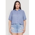thumbnail image 2 of Womens Plus Size Chic Boxy Button Front Short Sleeve Shirt, 2 of 5
