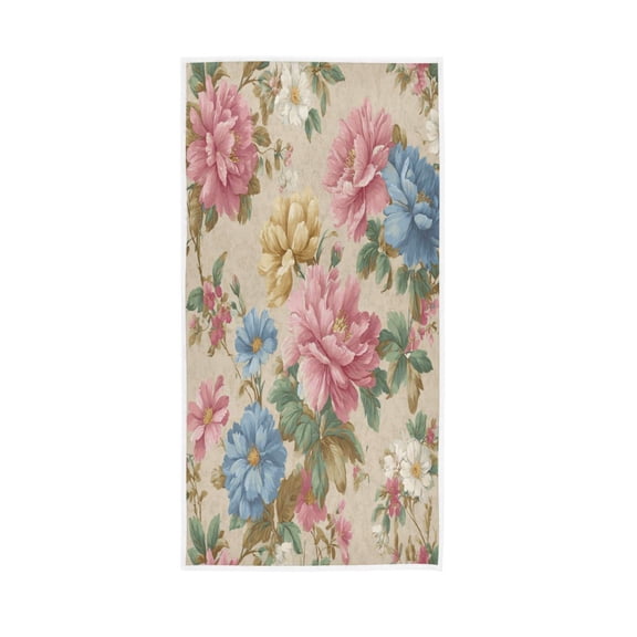 Single-Sided Print Hand Towel Breathable & Soft Towels Wash Cloth for Workout Running Pastel Pink and Blue Floral 30x15 Inch