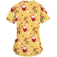 thumbnail image 5 of EGNMCR Hauts de Soins Infirmiers pour Femmes, Uniforme de Travail Imprimé de Noël, Manches Courtes, Col en V, Blouse de Travail avec Poches, Costumes de Noël, 5 of 5