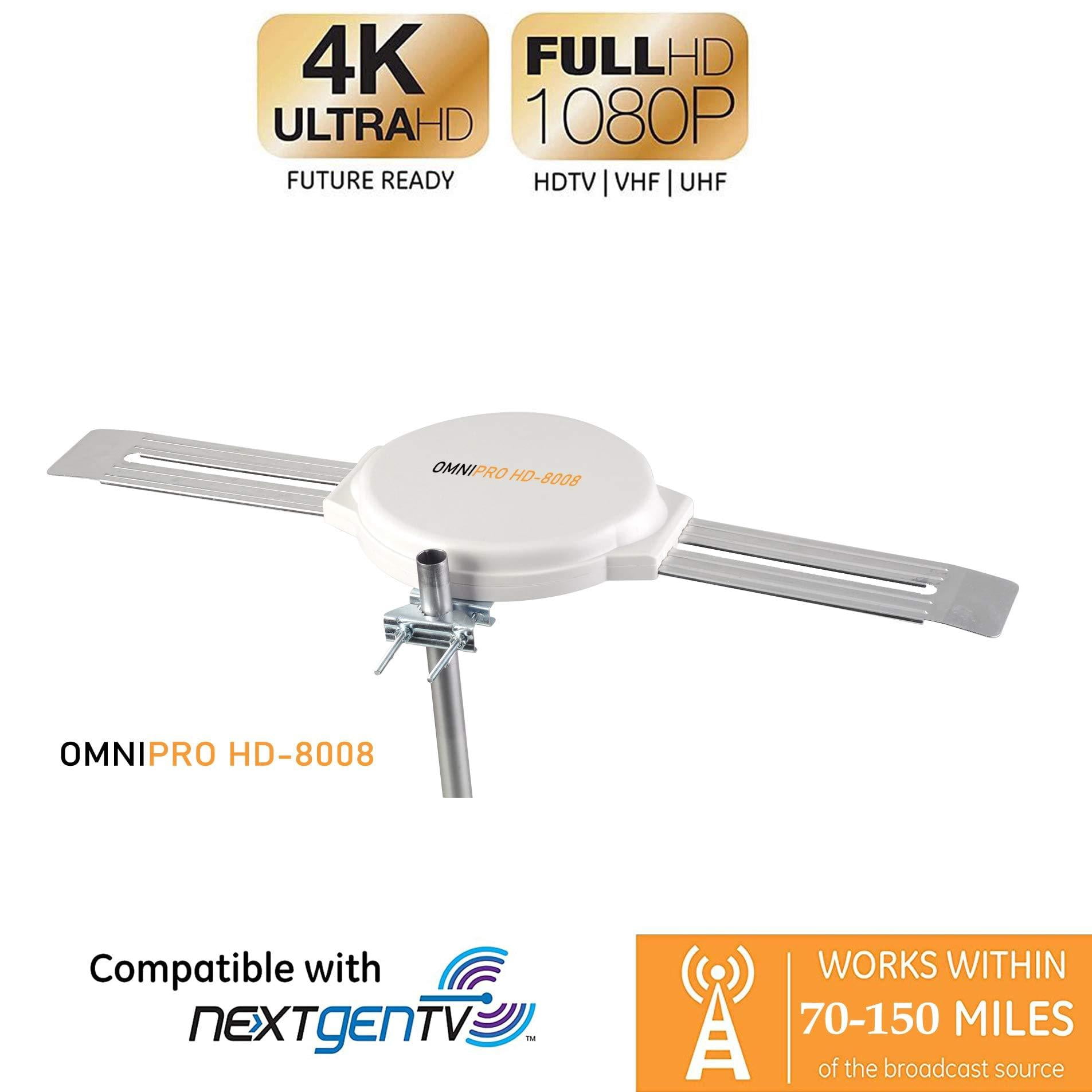 LAVA HD8008 Omnidirectional 360 Degree HD TV 4K Omnipro TV Antenna OmniPro  HD-8008 Installation Kit & FiveStar TV Antenna Jpole - Walmart.com