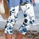 thumbnail image 1 of ICHUANYI Clearance Women's Summer Casual Elastic Waist Printed Cropped Pants(Blue, L) ICHUANYI WER2023081114901, 1 of 5