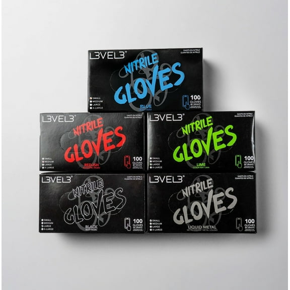 Nitrile Gloves Bundle - 5 Pack Assorted Colors