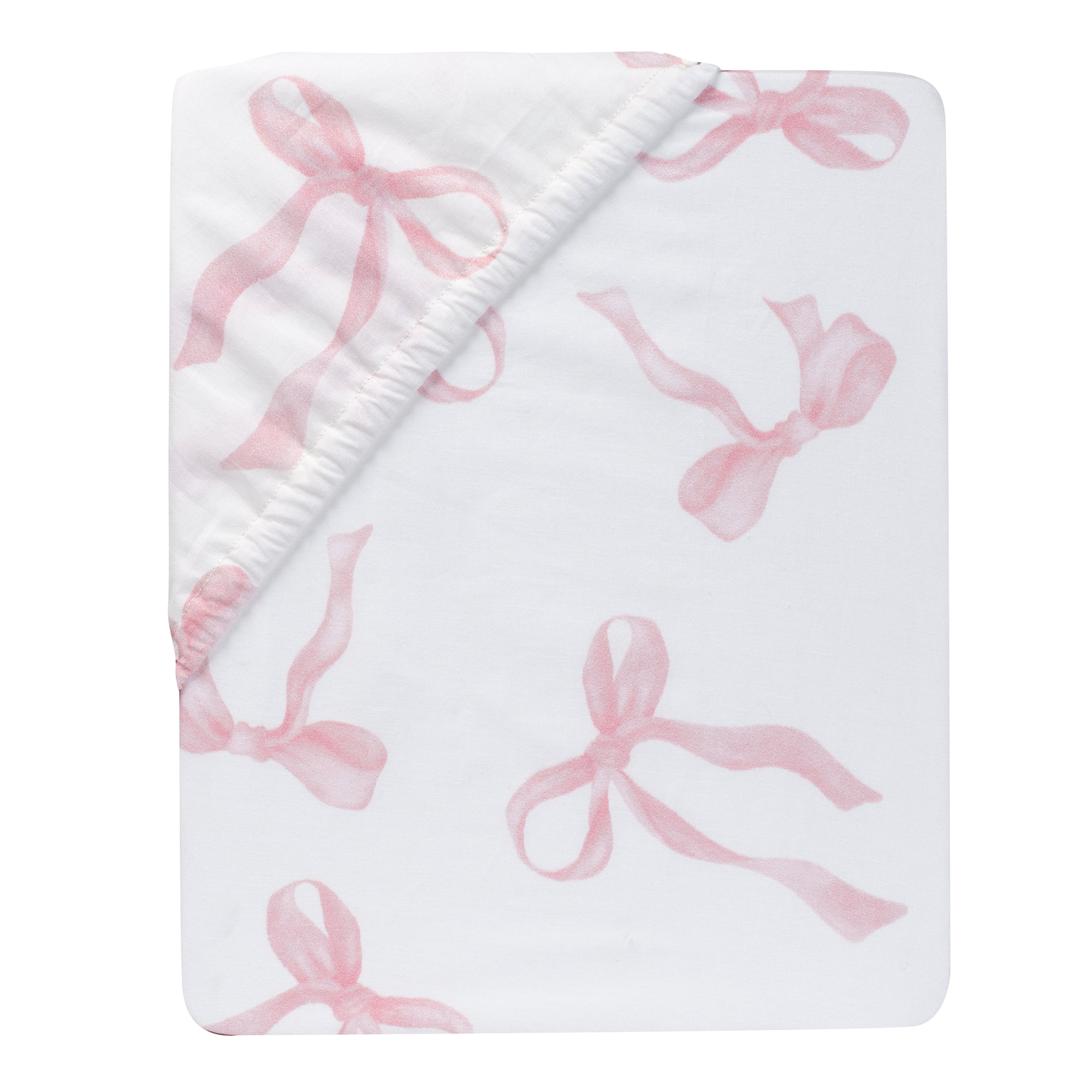 Lambs & Ivy Coquette Bows Aesthetic Pink Cotton Baby Fitted Crib/Toddler Sheet